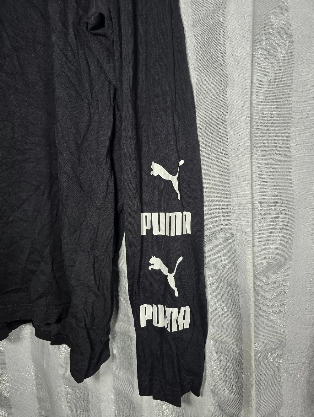 Puma Black Long Sleeve Logo Tee with Sleeve Graphics - Picture 3 of 3